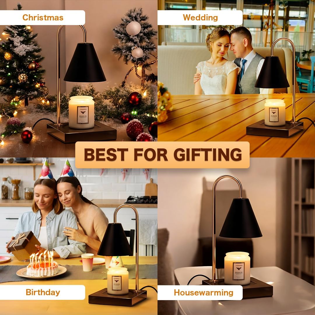 Dimmable Electric Candle Warmer Lamp – Flameless Wax Melter with Adjustable Brightness for Home Fragrance & Decor