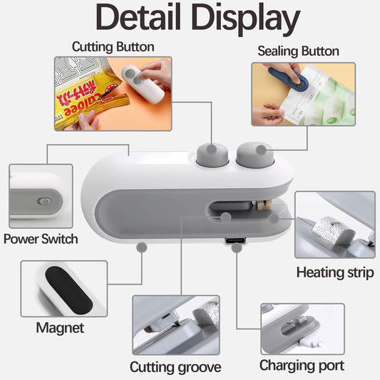 Portable USB Snack Bag Sealer – Mini Heat Sealer for Chips, Snacks & Food Storage