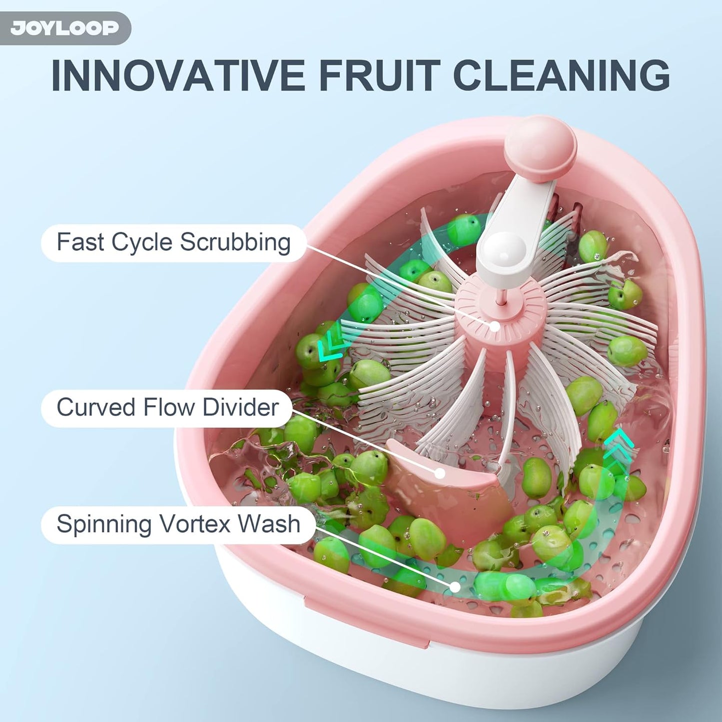 Fruit & Vegetable Spinner Cleaner – Large Washing Bowl with Built-In Scrubber & Brush for Produce & Salad