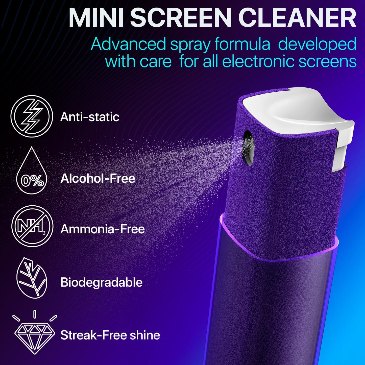 3-in-1 Car Screen Cleaner β Fingerprint-Proof Mist Spray & Wipe for Phones, Tablets, Laptops & Car Displays