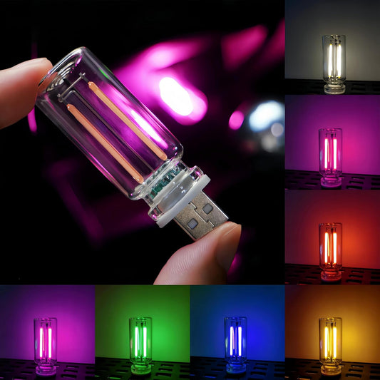 Touch Control Retro LED Night Light – USB Mini Multi-Color Ambient Lamp for Car, Bedroom & Desk