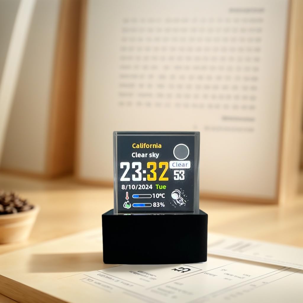 HolaCube 3D Holographic Crystal Display – WiFi Smart Clock, Weather Station & GIF Frame
