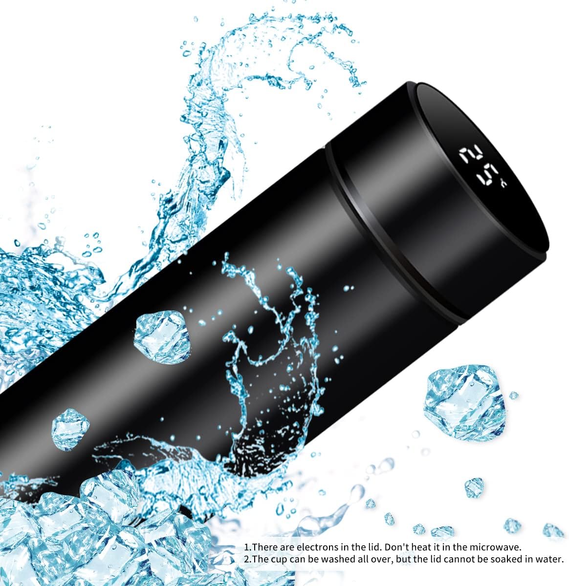 Smart Water Bottle – 17oz Stainless Steel Insulated Thermos with LCD Temperature Display | Portable Hot & Cold Flask for Travel, Gym, Office