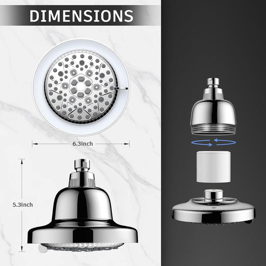 LED Color-Changing Shower Head with Filter – 7-Mode High Pressure & Water Softener