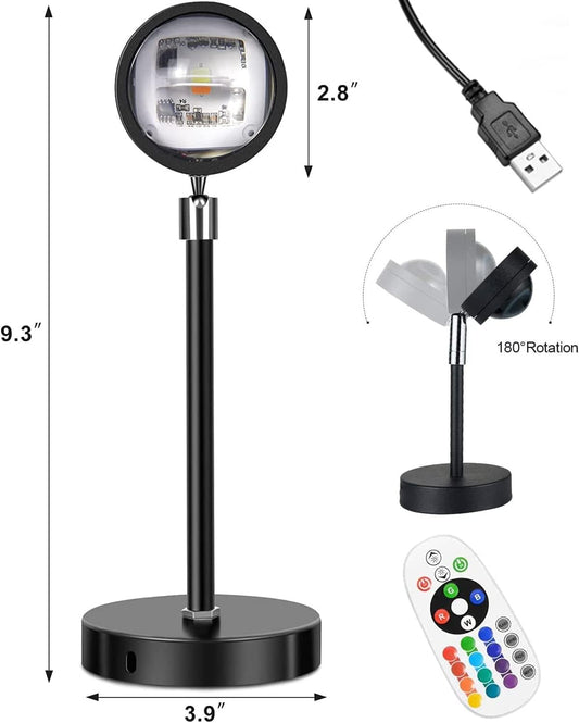 Sunset Lamp Projector – 180° Rotating LED Night Light for Photography, Selfies & Aesthetic Room Decor