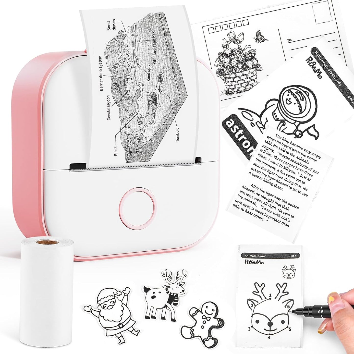 T02 Mini Bluetooth Thermal Printer β Portable Inkless Sticker & Photo Printer for Students, Journaling & Mobile Devices