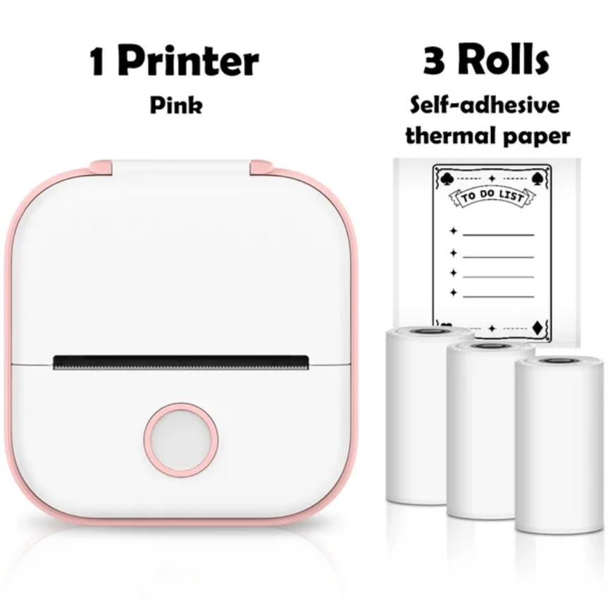 T02 Mini Bluetooth Thermal Printer β Portable Inkless Sticker & Photo Printer for Students, Journaling & Mobile Devices