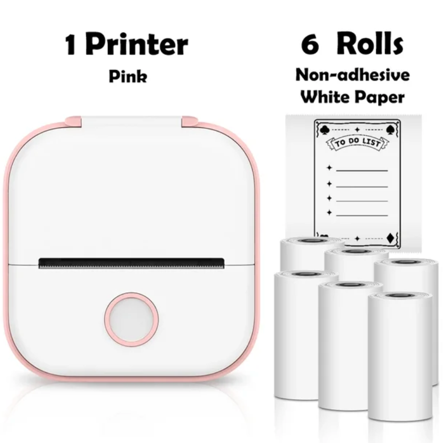 T02 Mini Bluetooth Thermal Printer β Portable Inkless Sticker & Photo Printer for Students, Journaling & Mobile Devices