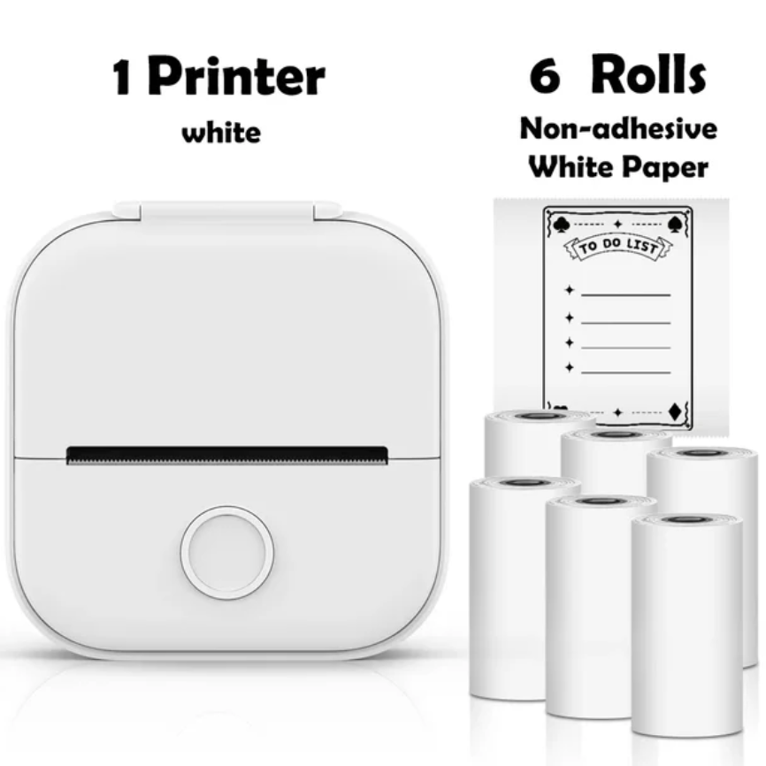 T02 Mini Bluetooth Thermal Printer β Portable Inkless Sticker & Photo Printer for Students, Journaling & Mobile Devices
