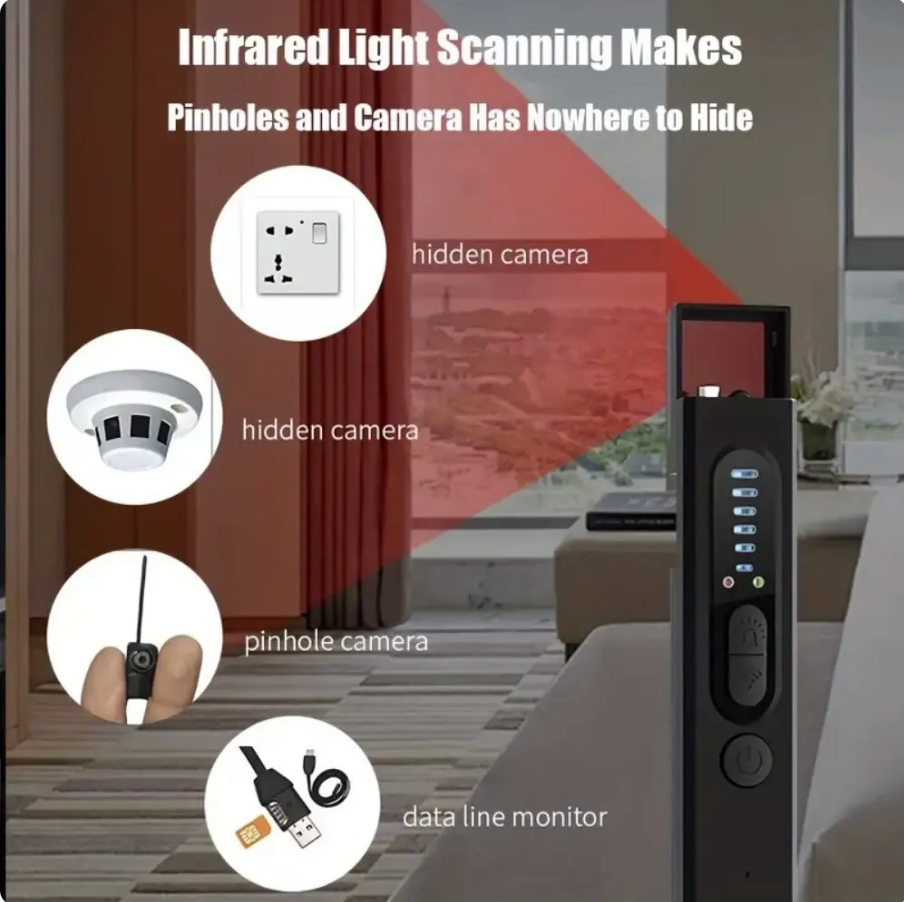 SpyFinder Plus Hidden Camera Detector – Advanced Personal Privacy Protection Device with LED Detection Technology