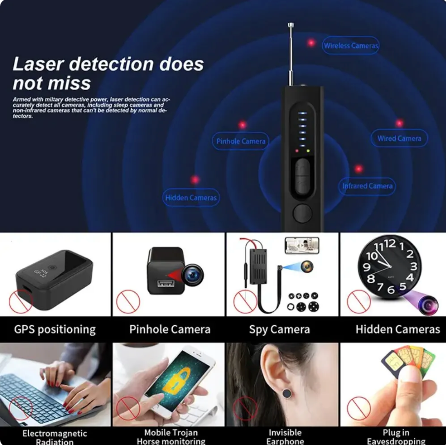 SpyFinder Plus Hidden Camera Detector – Advanced Personal Privacy Protection Device with LED Detection Technology