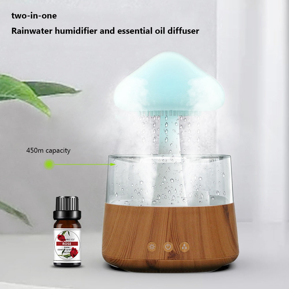 Rainy Cloud Humidifier – Aesthetic LED Cool Mist Diffuser with Rainfall Visual & Mood Lighting