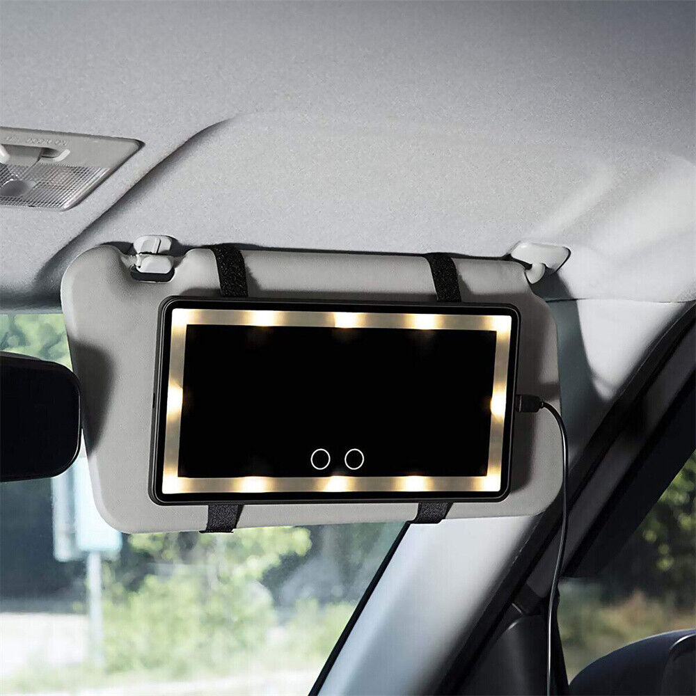 LED Vanity Mirror for Car – USB Rechargeable Sun Visor Makeup Mirror with Adjustable Brightness