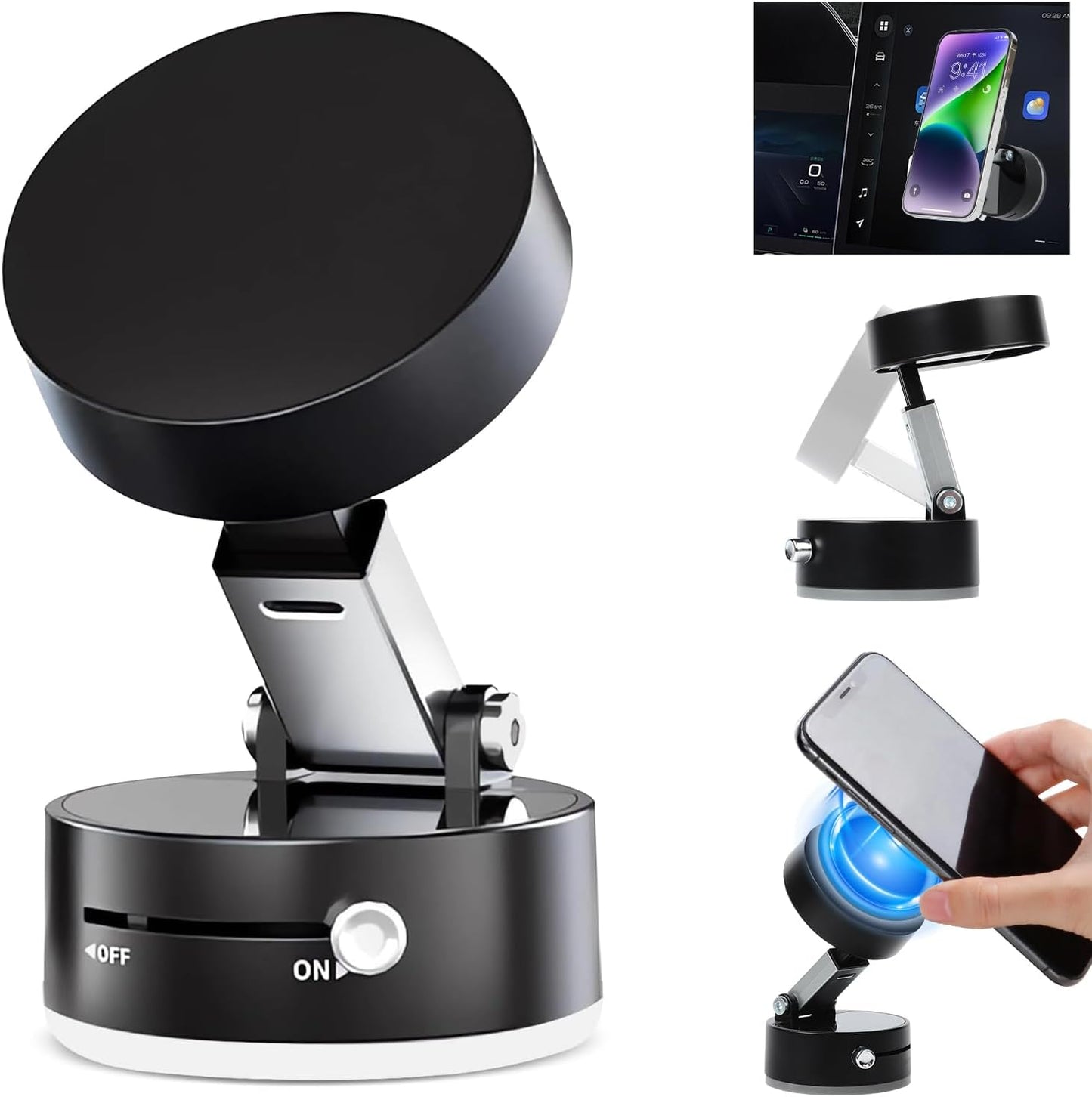 2025 Vacuum Magnetic Suction Phone Holder – Foldable, Double-Sided Adjustable Phone Mount for All Devices
