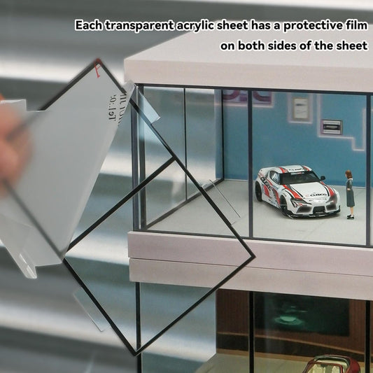 Matchbox Car Display Case with USB LED Lights – Model Car Showroom Diorama & Storage Organizer