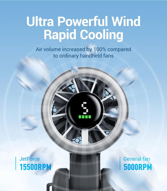 Portable Handheld Turbo Fan – 5-Speed Battery Operated Personal Fan with 20-Hour Runtime