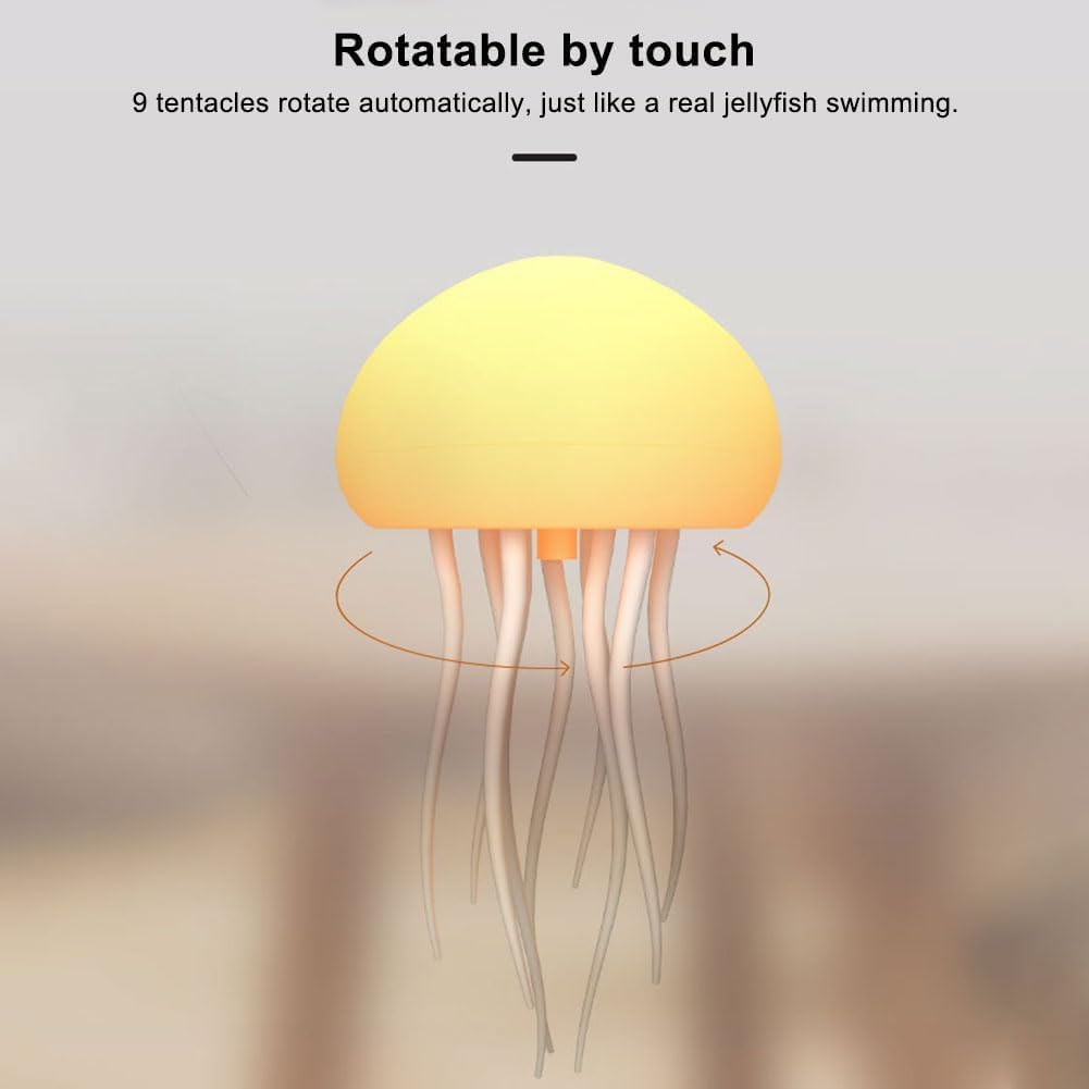 RGB Jellyfish LED Lamp – Rechargeable Touch-Sensor Light with Hanging & Base Display for Bedrooms & Living Rooms