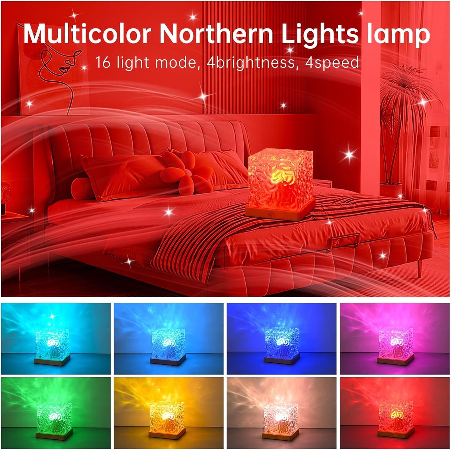 Northern Lights Galaxy Projector – 16 Color LED Night Light for Room Ambience & Relaxation