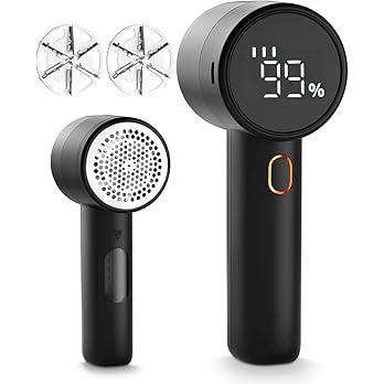 Rechargeable Fabric Shaver & Lint Remover – 3-Speed Electric Sweater Defuzzer with LED Display & 6-Leaf Blades for Clothes, Furniture & Blankets