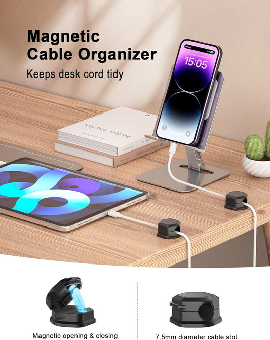 8-Pack Cord Organizer Clips – Nightstand Cable Holders for Charging Cables & Desk Wires