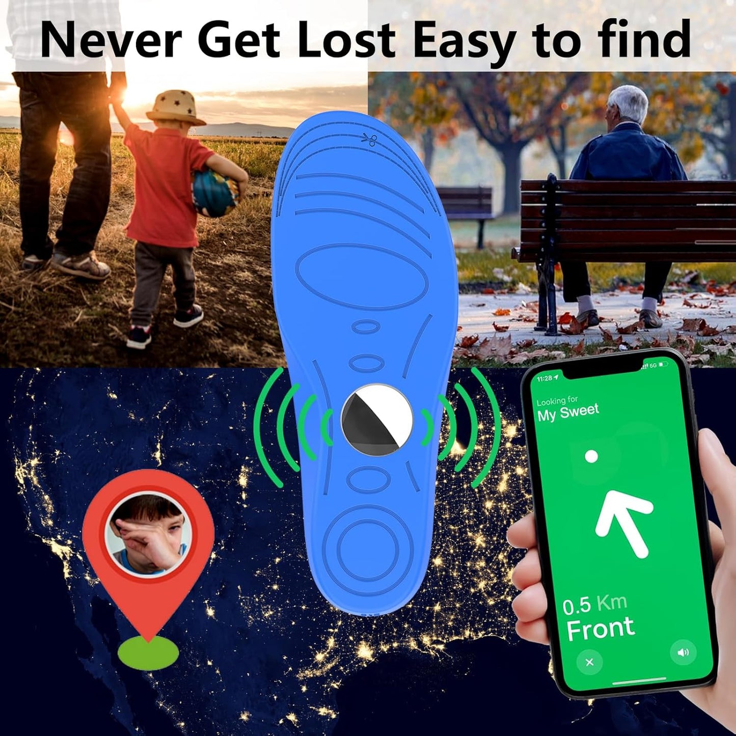 AirTag Shoe Insoles – Hidden Tracker Holder for Kids, Adults & Elderly with Comfortable Shoe Inserts