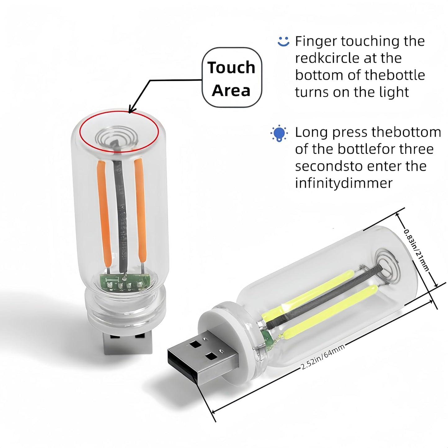 Touch Control Retro LED Night Light – USB Mini Multi-Color Ambient Lamp for Car, Bedroom & Desk