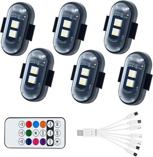 Wireless LED Car Lights with Remote – 8-Color USB Rechargeable Strobe Lights, Waterproof IP65