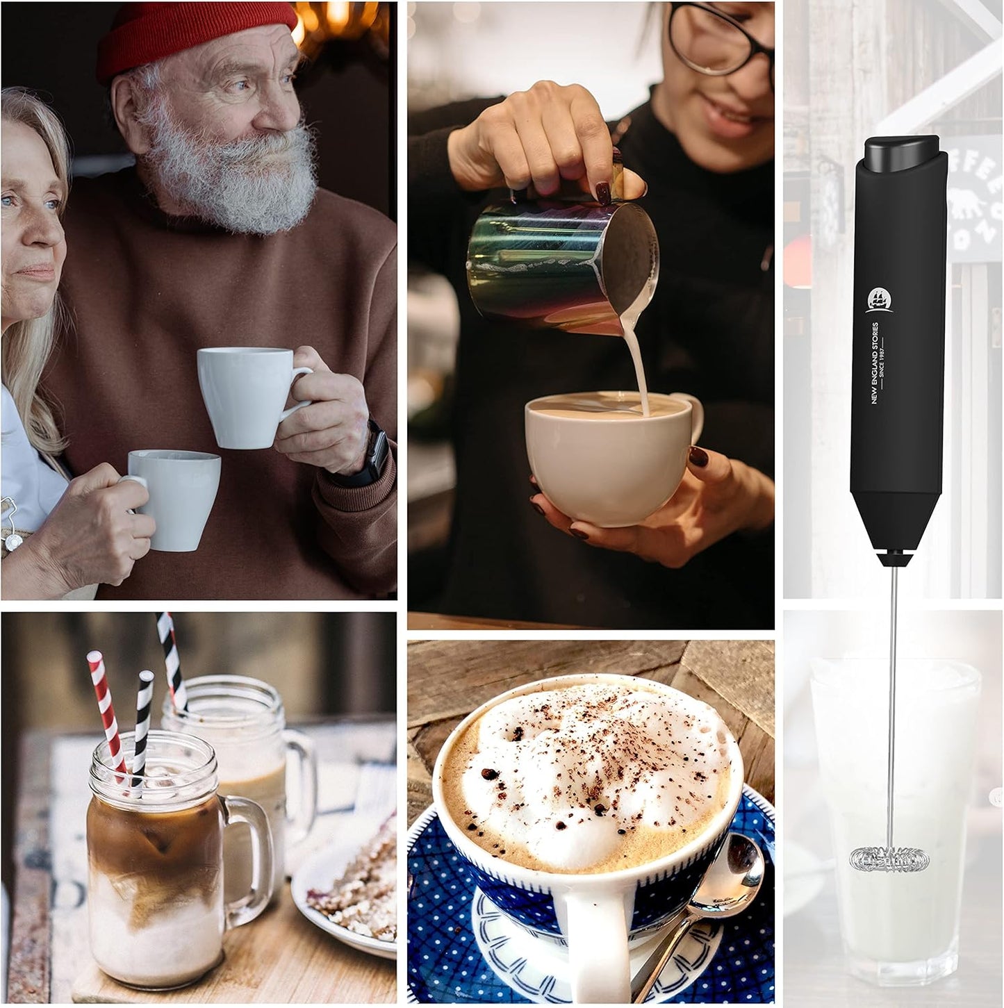 Powerful Handheld Milk Frother – Battery-Powered Drink Mixer with Stainless Steel Whisk for Coffee, Lattes & Matcha