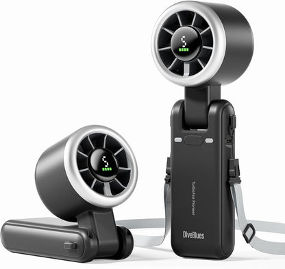 Portable Handheld Turbo Fan – 5-Speed Battery Operated Personal Fan with 20-Hour Runtime