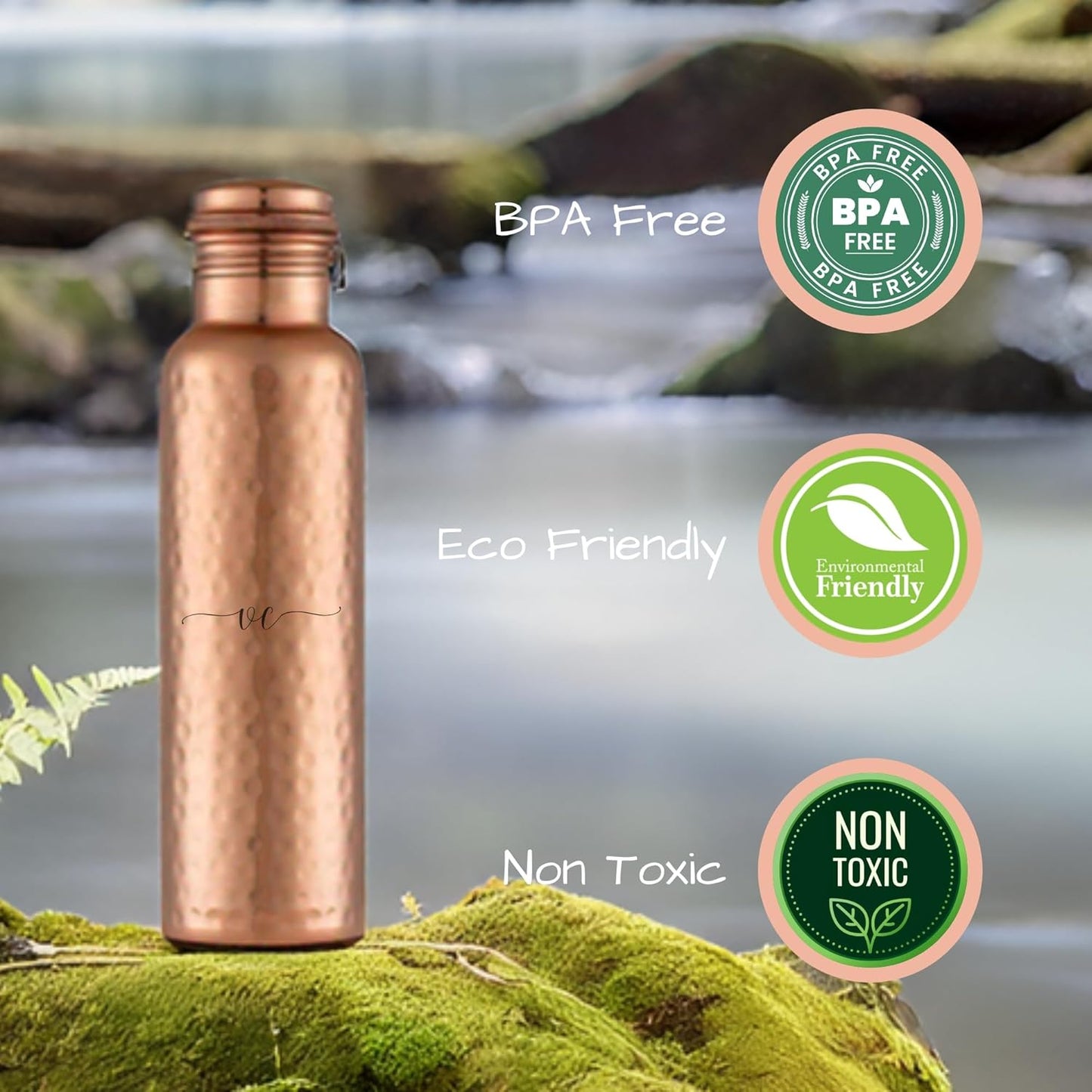 32 oz Pure Copper Water Bottle – Handcrafted, BPA-Free, Leakproof Metal Bottle for Sports & Travel
