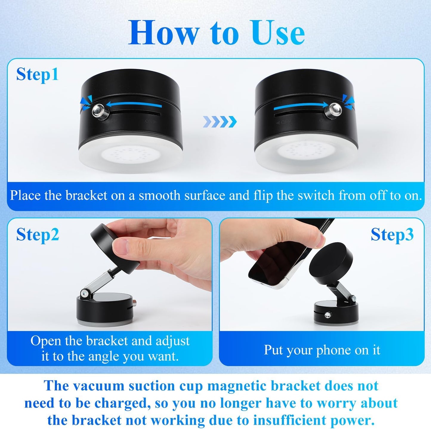 2025 Vacuum Magnetic Suction Phone Holder – Foldable, Double-Sided Adjustable Phone Mount for All Devices