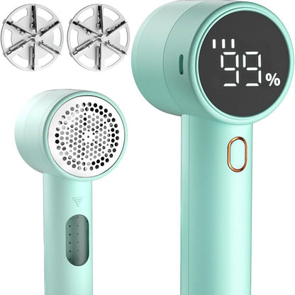 Rechargeable Fabric Shaver & Lint Remover – 3-Speed Electric Sweater Defuzzer with LED Display & 6-Leaf Blades for Clothes, Furniture & Blankets