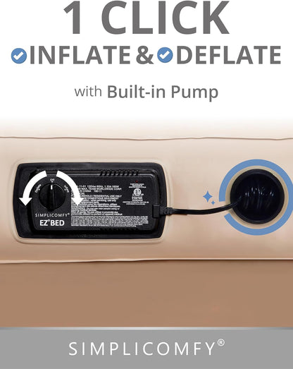 EZ Bed Self-Inflating Air Mattress with Frame & Pump – Portable Blow-Up Guest Bed with Rolling Case
