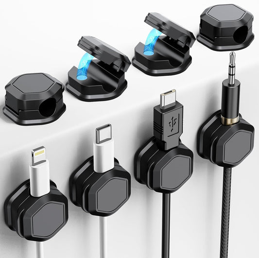 8-Pack Cord Organizer Clips – Nightstand Cable Holders for Charging Cables & Desk Wires