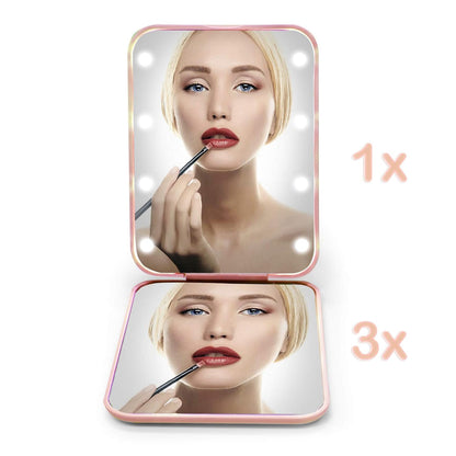LED Compact Travel Makeup Mirror with Light for Purse