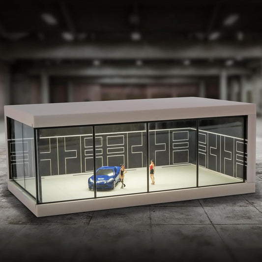 Matchbox Car Display Case with USB LED Lights – Model Car Showroom Diorama & Storage Organizer