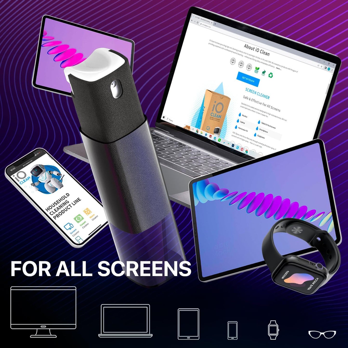 3-in-1 Car Screen Cleaner – Fingerprint-Proof Mist Spray & Wipe for Phones, Tablets, Laptops & Car Displays