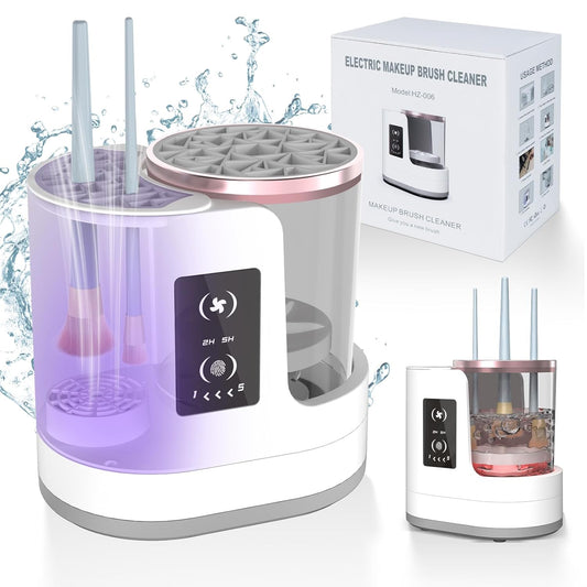 3-in-1 Electric Makeup Brush Cleaner with Dryer & Holder – USB Rechargeable Tool for All Brush Sizes