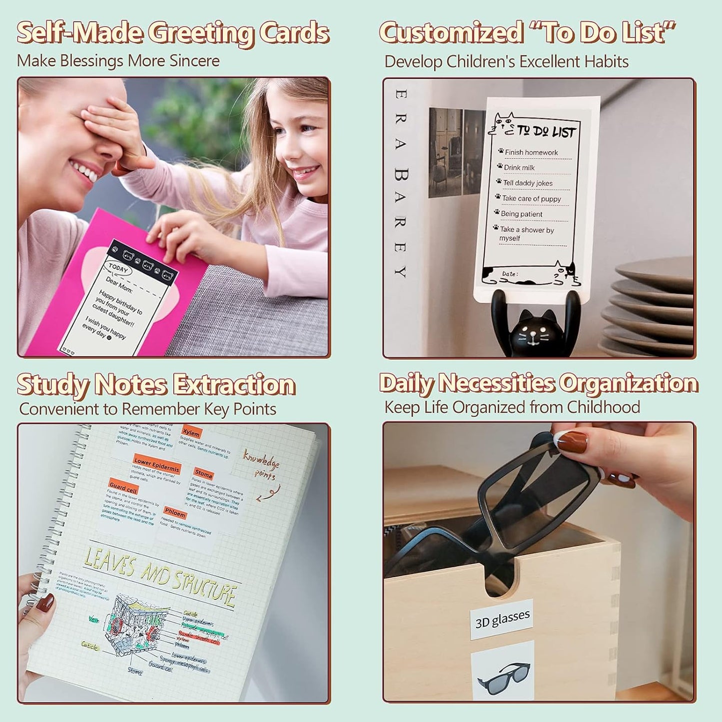 T02 Mini Bluetooth Thermal Printer – Portable Inkless Sticker & Photo Printer for Students, Journaling & Mobile Devices