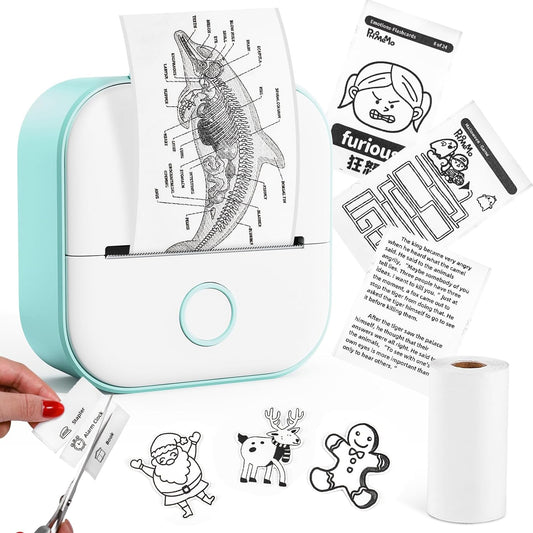 T02 Mini Bluetooth Thermal Printer – Portable Inkless Sticker & Photo Printer for Students, Journaling & Mobile Devices