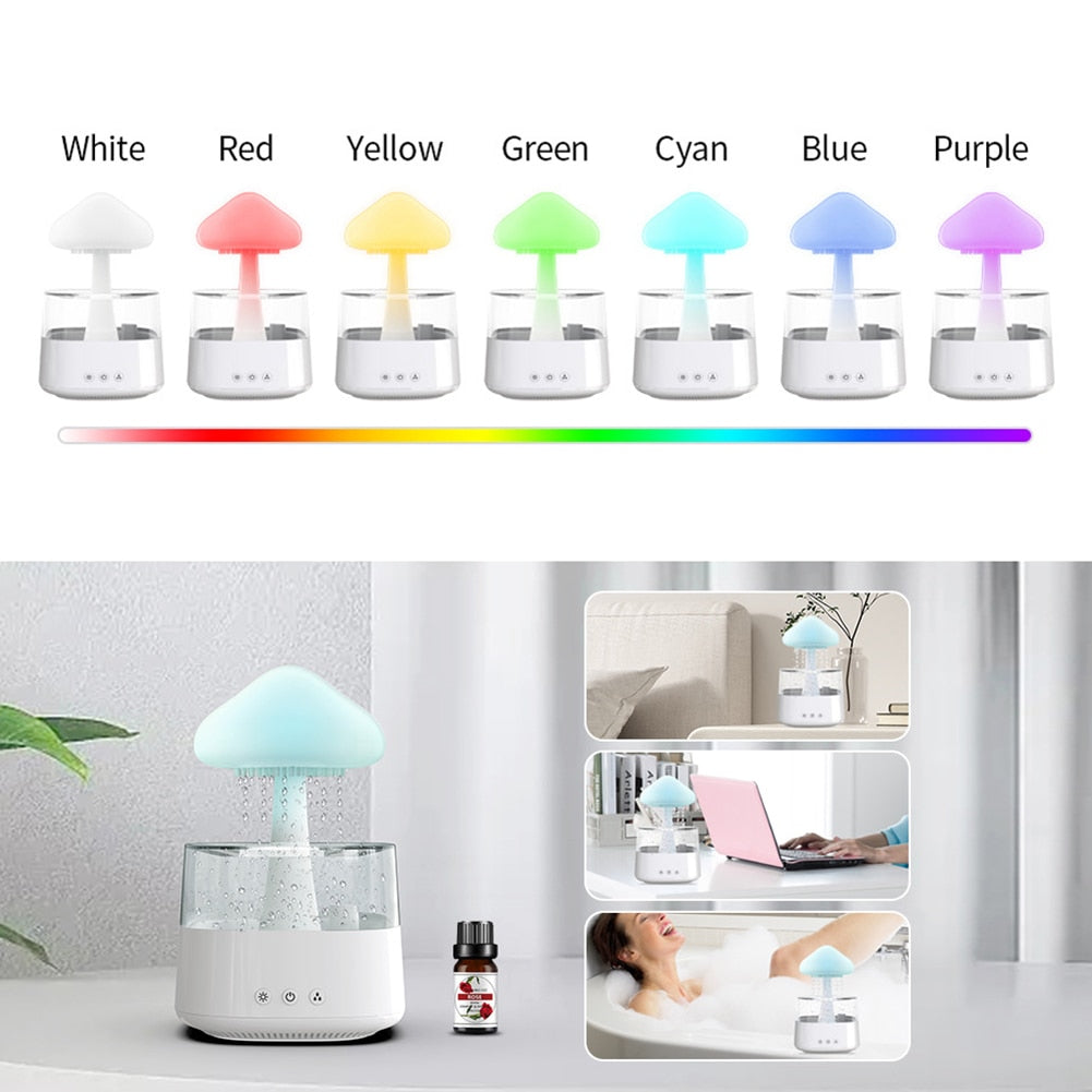 Rainy Cloud Humidifier – Aesthetic LED Cool Mist Diffuser with Rainfall Visual & Mood Lighting