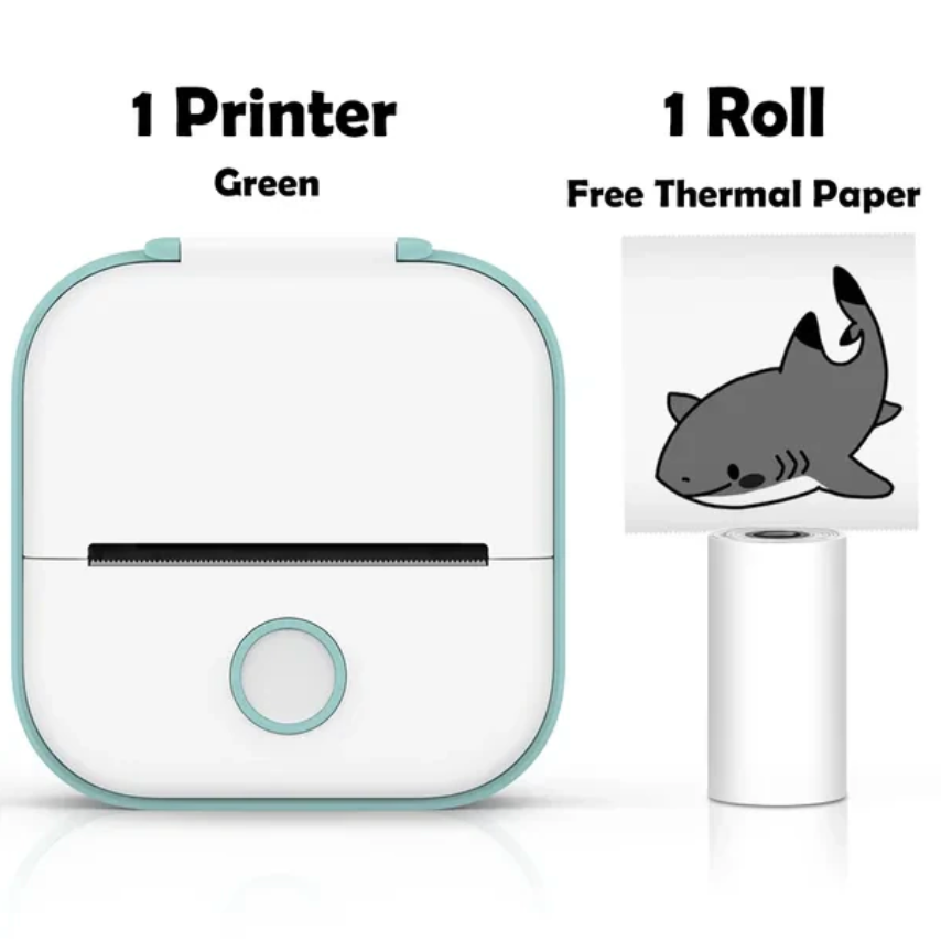 T02 Mini Bluetooth Thermal Printer – Portable Inkless Sticker & Photo Printer for Students, Journaling & Mobile Devices