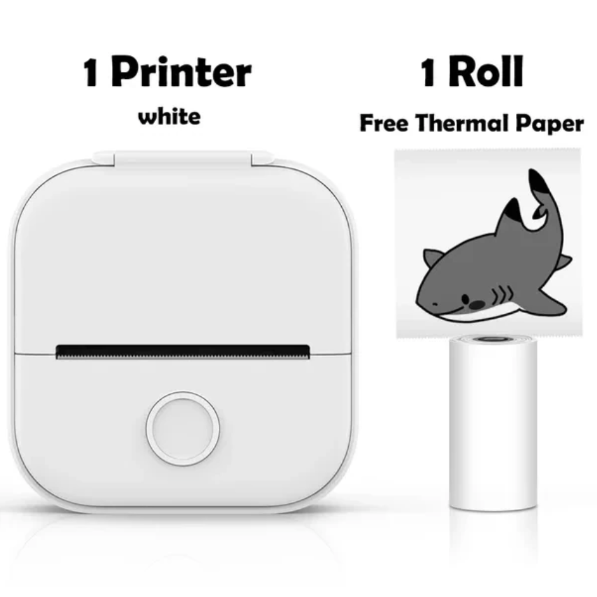 T02 Mini Bluetooth Thermal Printer – Portable Inkless Sticker & Photo Printer for Students, Journaling & Mobile Devices