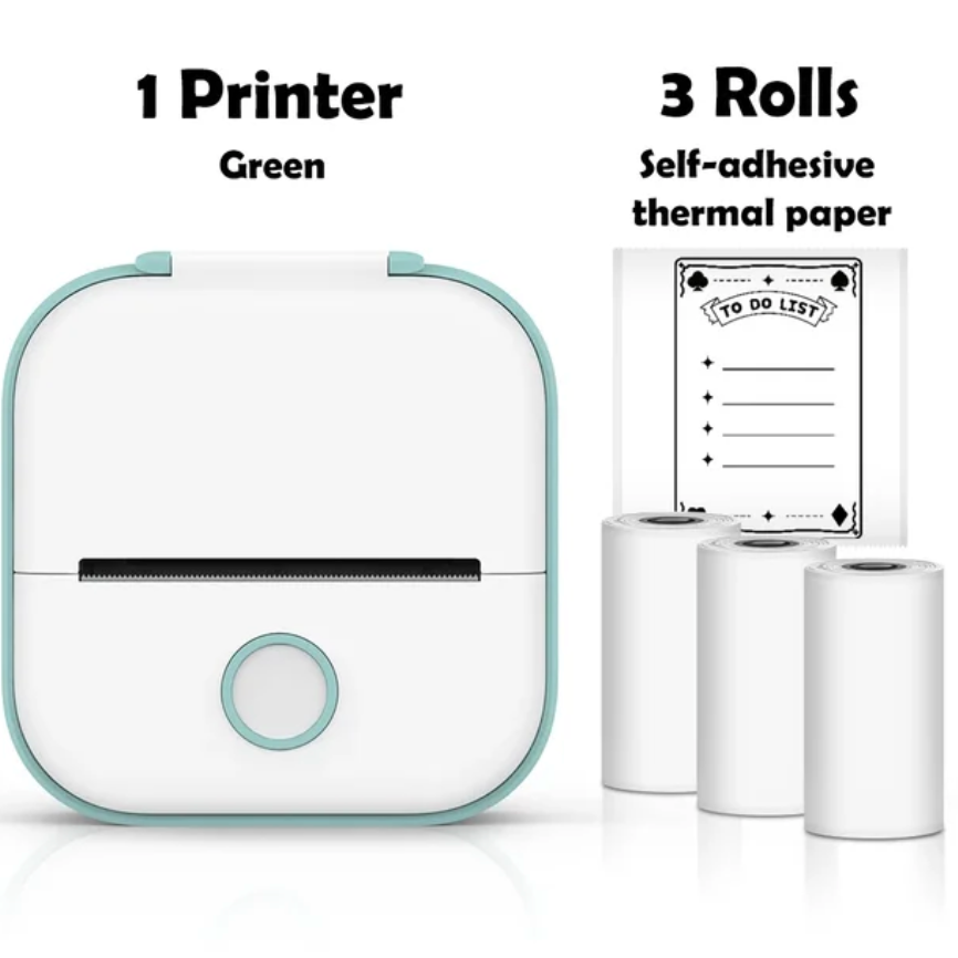 T02 Mini Bluetooth Thermal Printer – Portable Inkless Sticker & Photo Printer for Students, Journaling & Mobile Devices