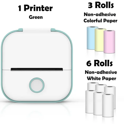 T02 Mini Bluetooth Thermal Printer – Portable Inkless Sticker & Photo Printer for Students, Journaling & Mobile Devices