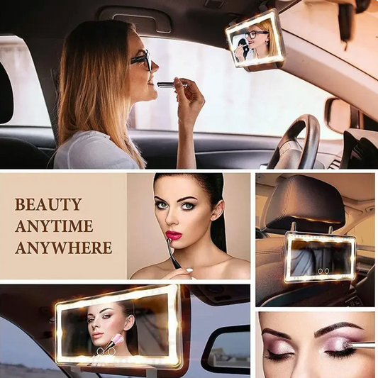 LED Vanity Mirror for Car – USB Rechargeable Sun Visor Makeup Mirror with Adjustable Brightness