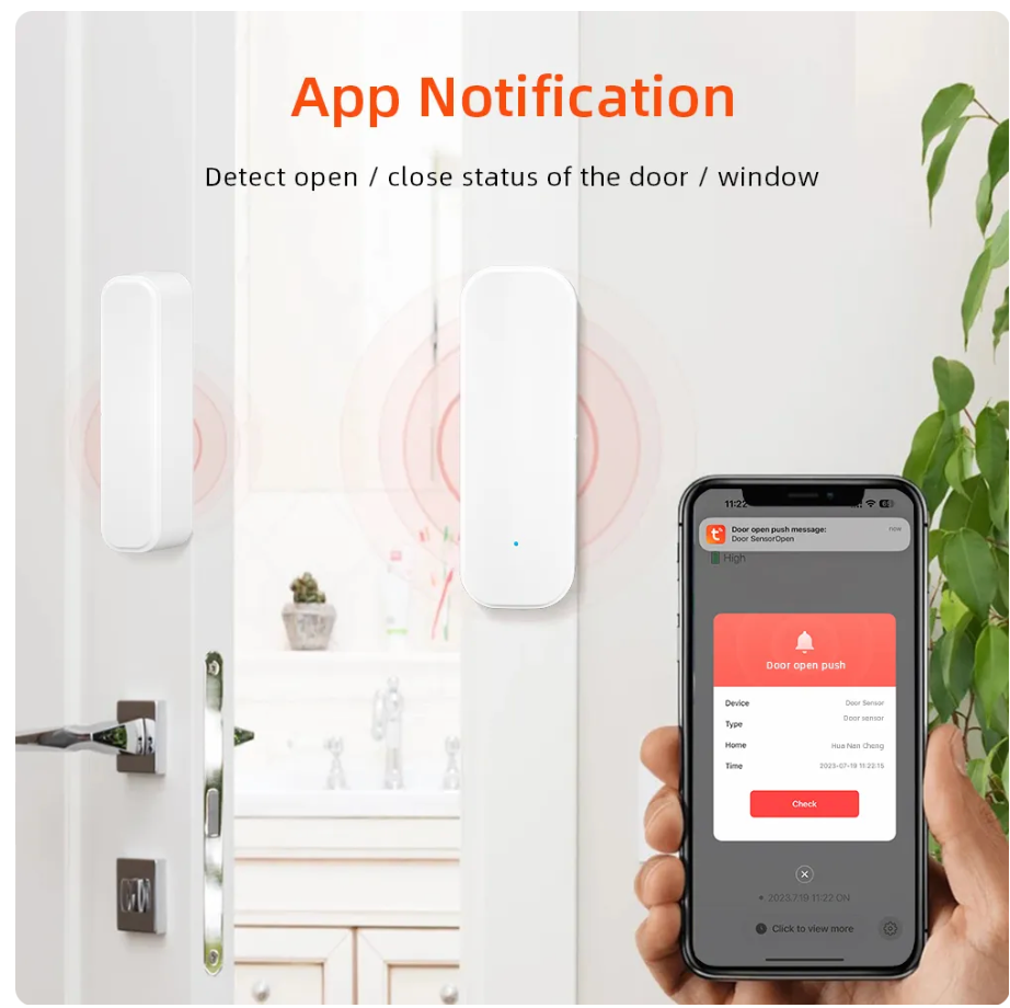 WiFi Door Sensor Alerter – Smart Wireless Open/Close Detector with App Alerts for Home Security & Monitoring