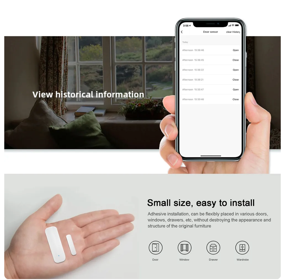 WiFi Door Sensor Alerter – Smart Wireless Open/Close Detector with App Alerts for Home Security & Monitoring
