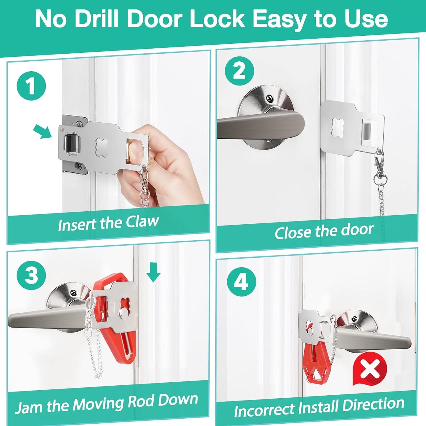 Portable Travel Door Lock – Extra Security Lock for Hotel, Apartment, Dorm, or Home Use