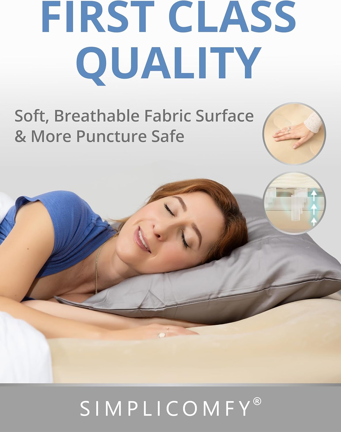 EZ Bed Self-Inflating Air Mattress with Frame & Pump – Portable Blow-Up Guest Bed with Rolling Case